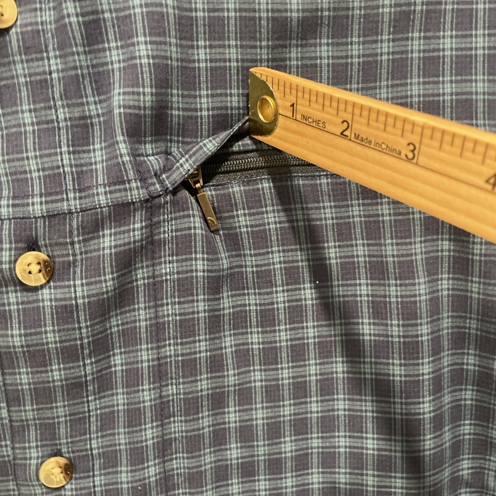 The North Face Men Plaid Short Sleeve Zip Pocket Button-Up Blue/Teal Shirt XL‎ - Picture 4 of 8
